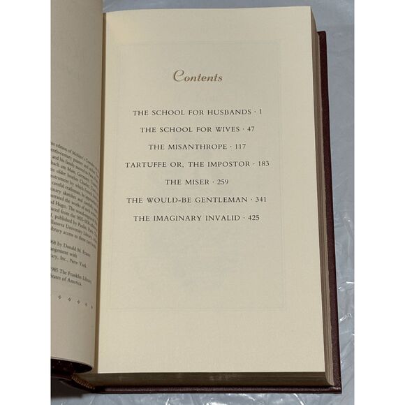 Comedies Moliere The Franklin Library 1985 Gold Gilded Edges Leatherette Cover - Picture 6 of 8